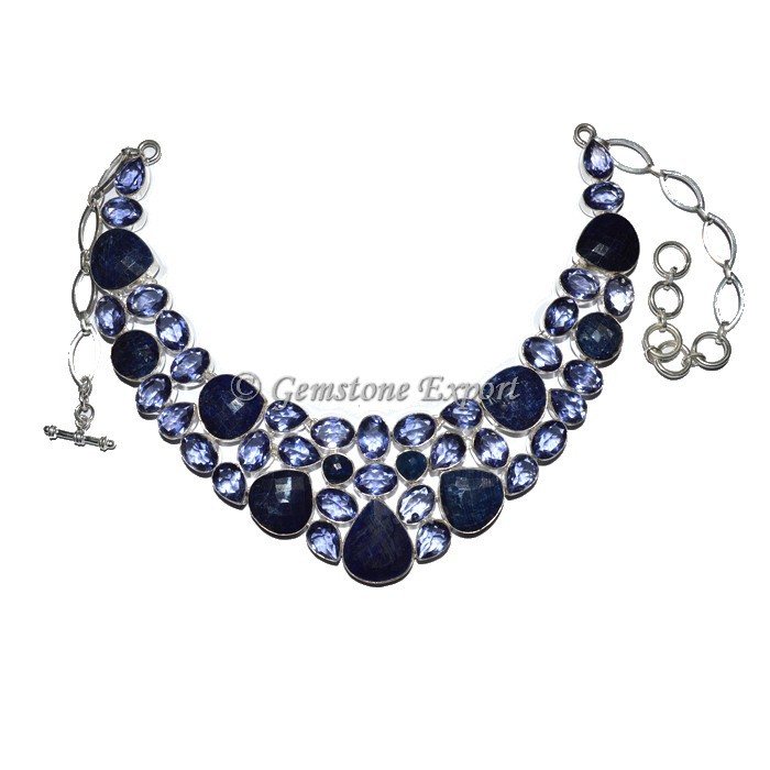 Buy Gems Necklace Online - Blue Aventurine and Amethyst Necklace