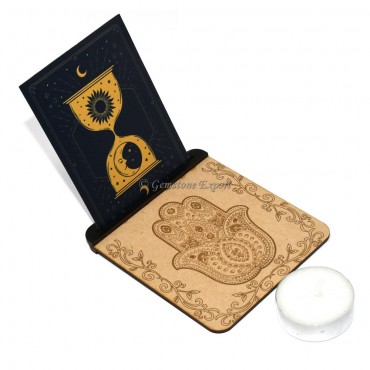 Hamsa Tealight Candle Holder with Card Stand