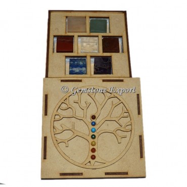 Chakra Cube Plain Set  With Tree OF Life Wooden Gift Box
