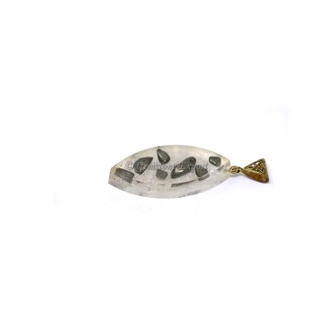 Crystal Quartz with Pyrite Marquise Shaped Orgone Pendant