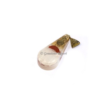 Selenite with Red Jasper Pear Shaped Orgone Pendant