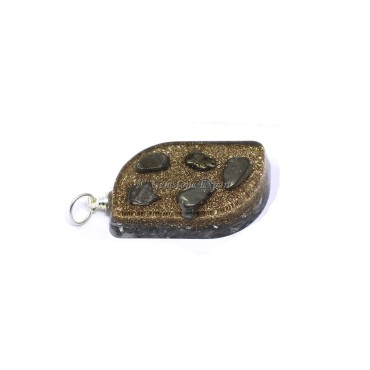 Pyrite with Gold Fillings Leaf Shaped Pendant