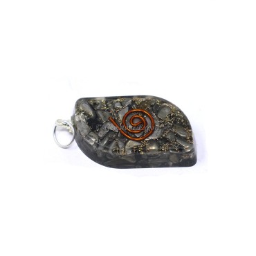 Pyrite with Gold Fillings Leaf Shaped Orgone Pendant