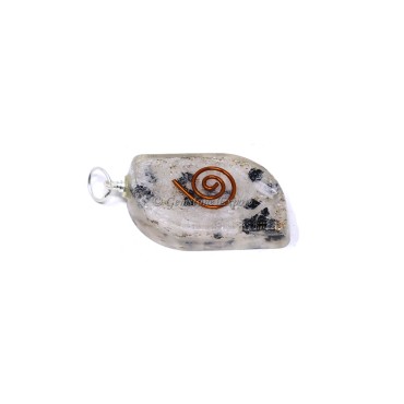 Selenite with Black Touramline and Copper Coil Orgone Pendant