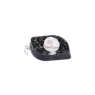 Black Touramline with Shiva Shell Orgone Pendant
