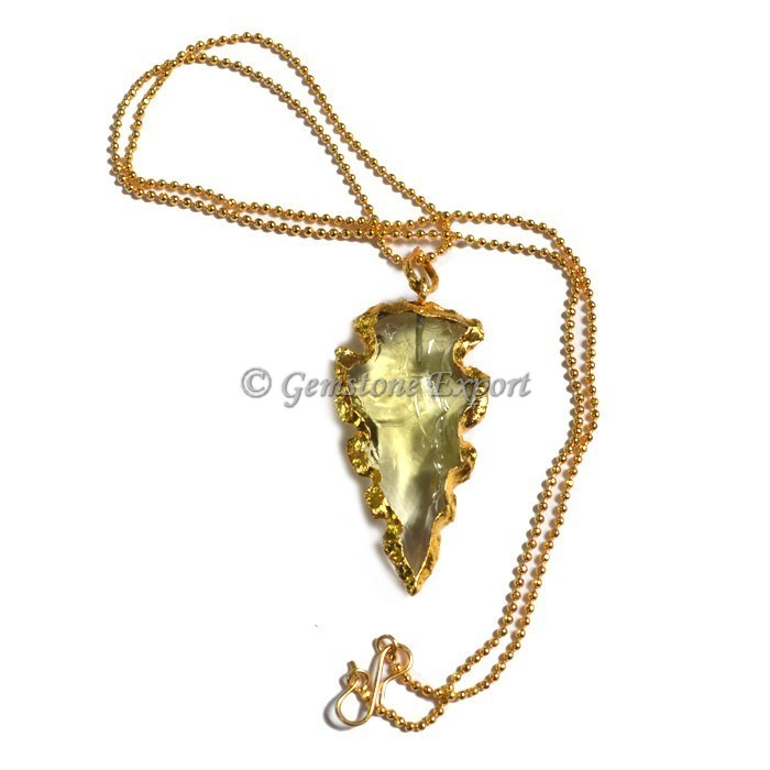 Green Glass Arrowheads Necklace