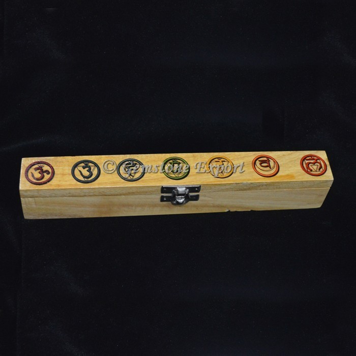 Color Chakra Sanskrit Symbol Set on Wood Box