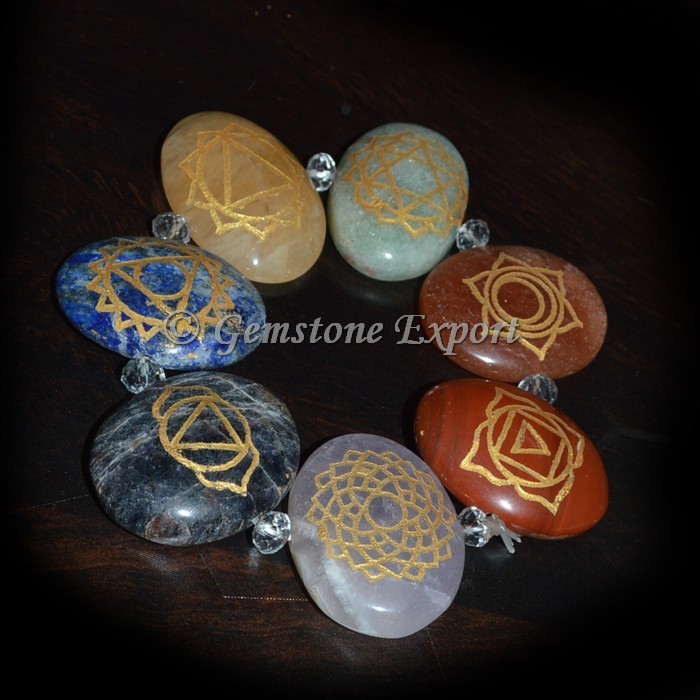 Engraved Chakra Oval Bracelets