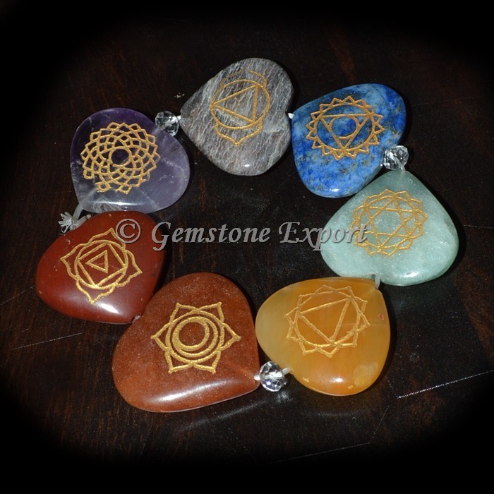 Engraved Chakra Heart Bracelets