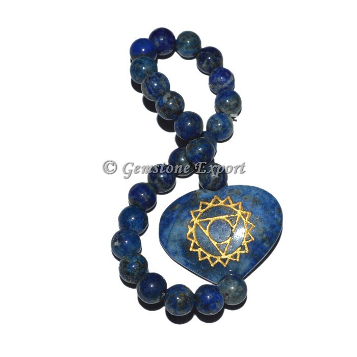 Throat Chakra Engraved Lapis Lazuli Bracelet