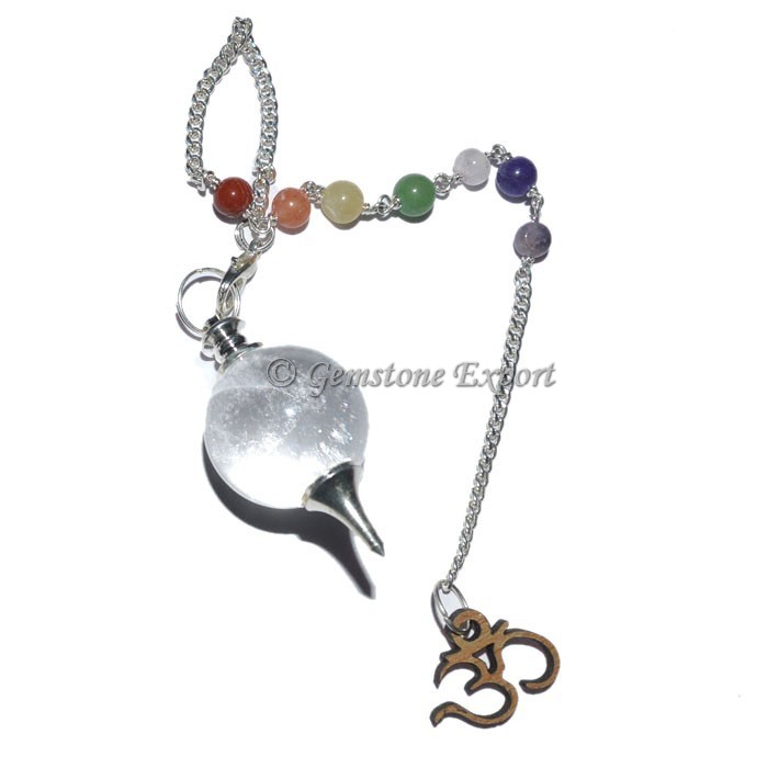 Crystal Quartz Dowsing Pendulum With Chakra Chain
