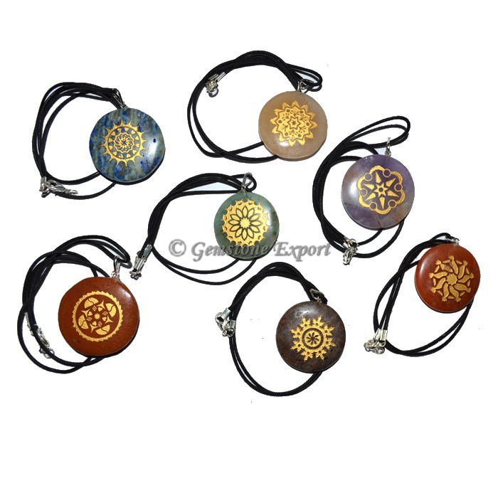Fancy Golden Chakra Engraved Disc Set