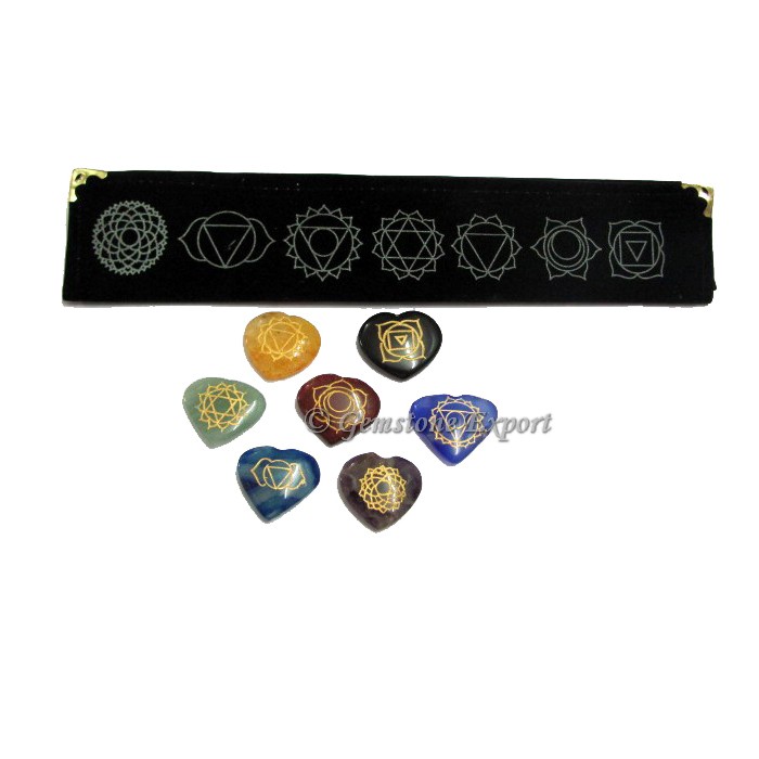 Seven Chakra Hearts Set With Velvet Packing