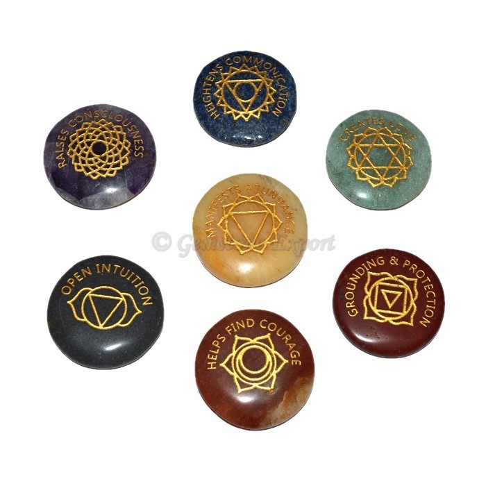 Balancing Seven Chakra Engraved Set