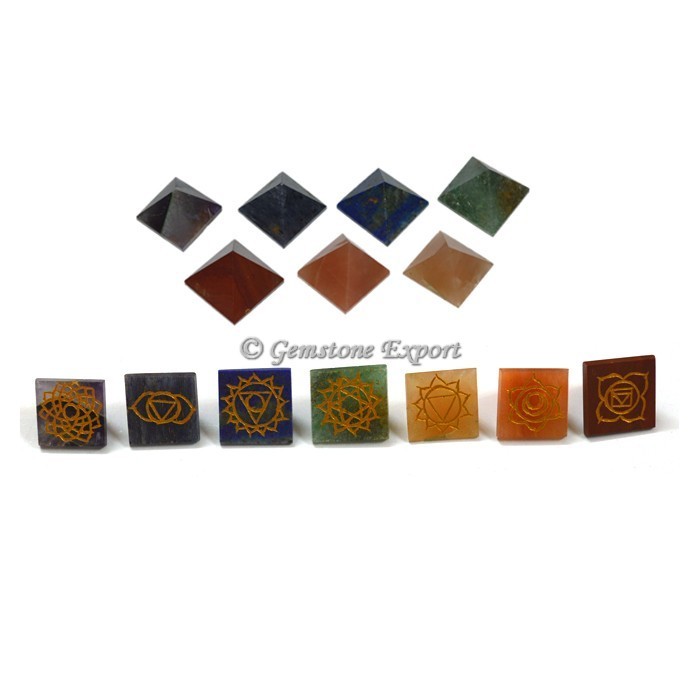 Engraved Pyramids Seven Chakra Set