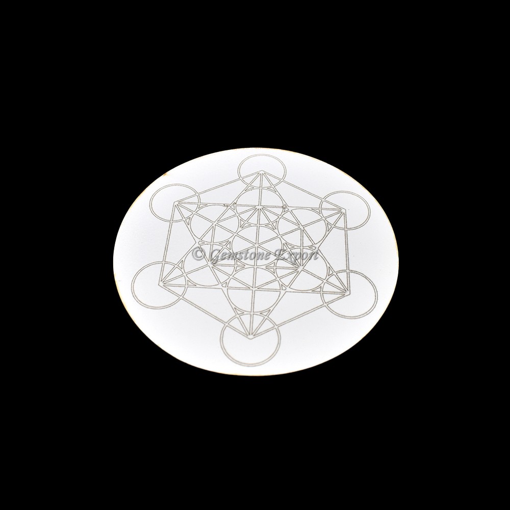 Metatron Engraved Wooden White Coaster