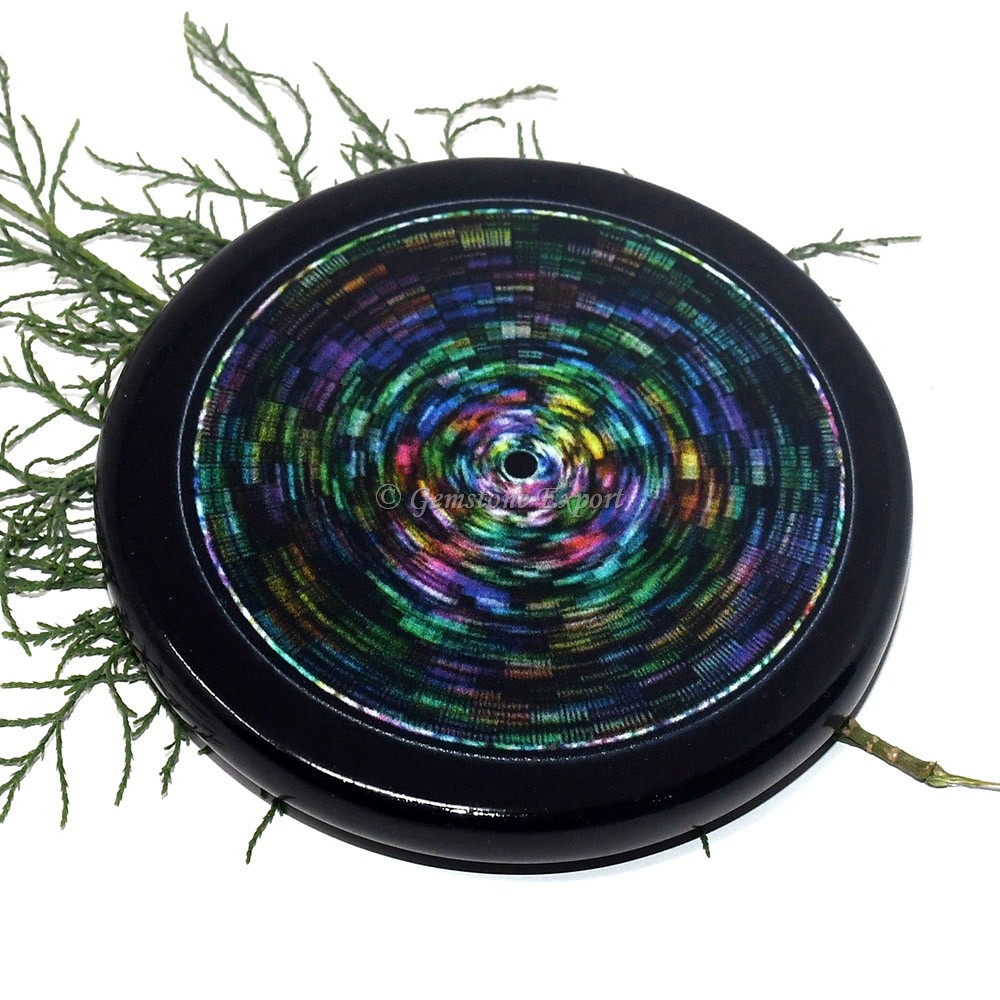 Black Agate Printed Colourful Void Design Coaster
