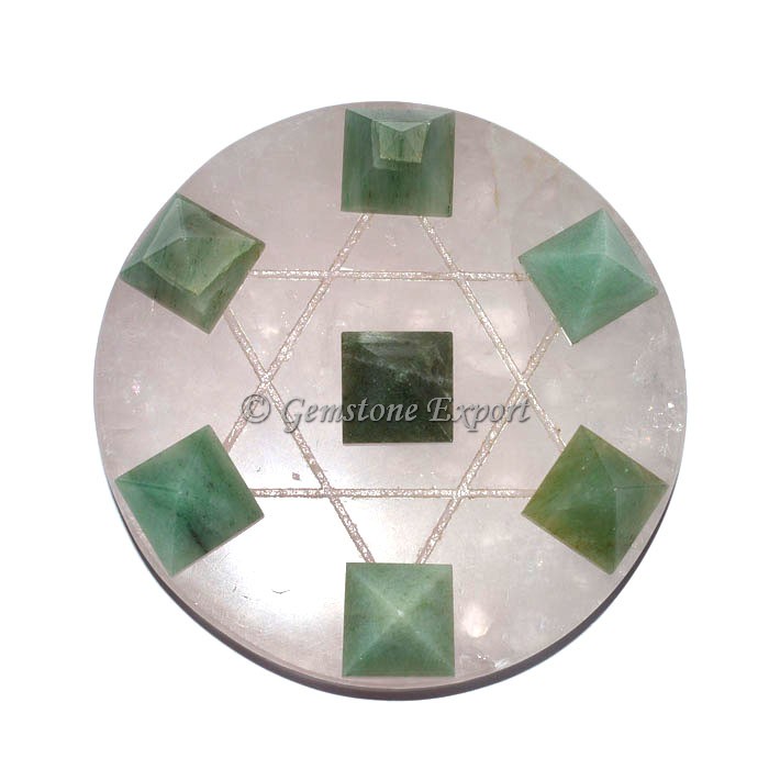 Rose Quartz Pentagram With Green Aventurine Pyrami