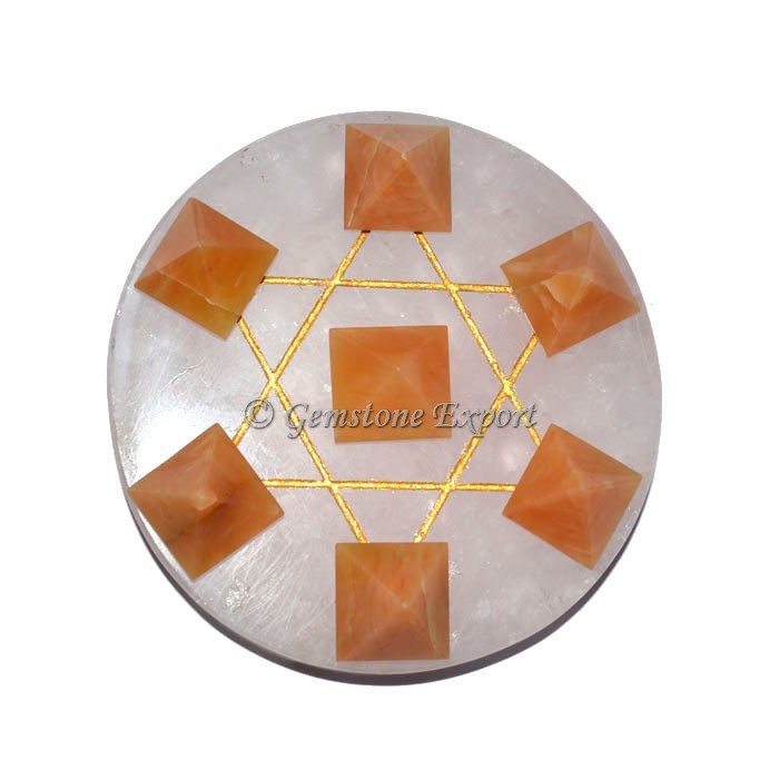 Rose Quartz With Golden Quartz Pyramids Set