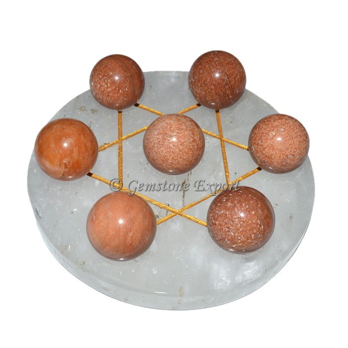 Crystal Quartz with Peach Aventurine ball set