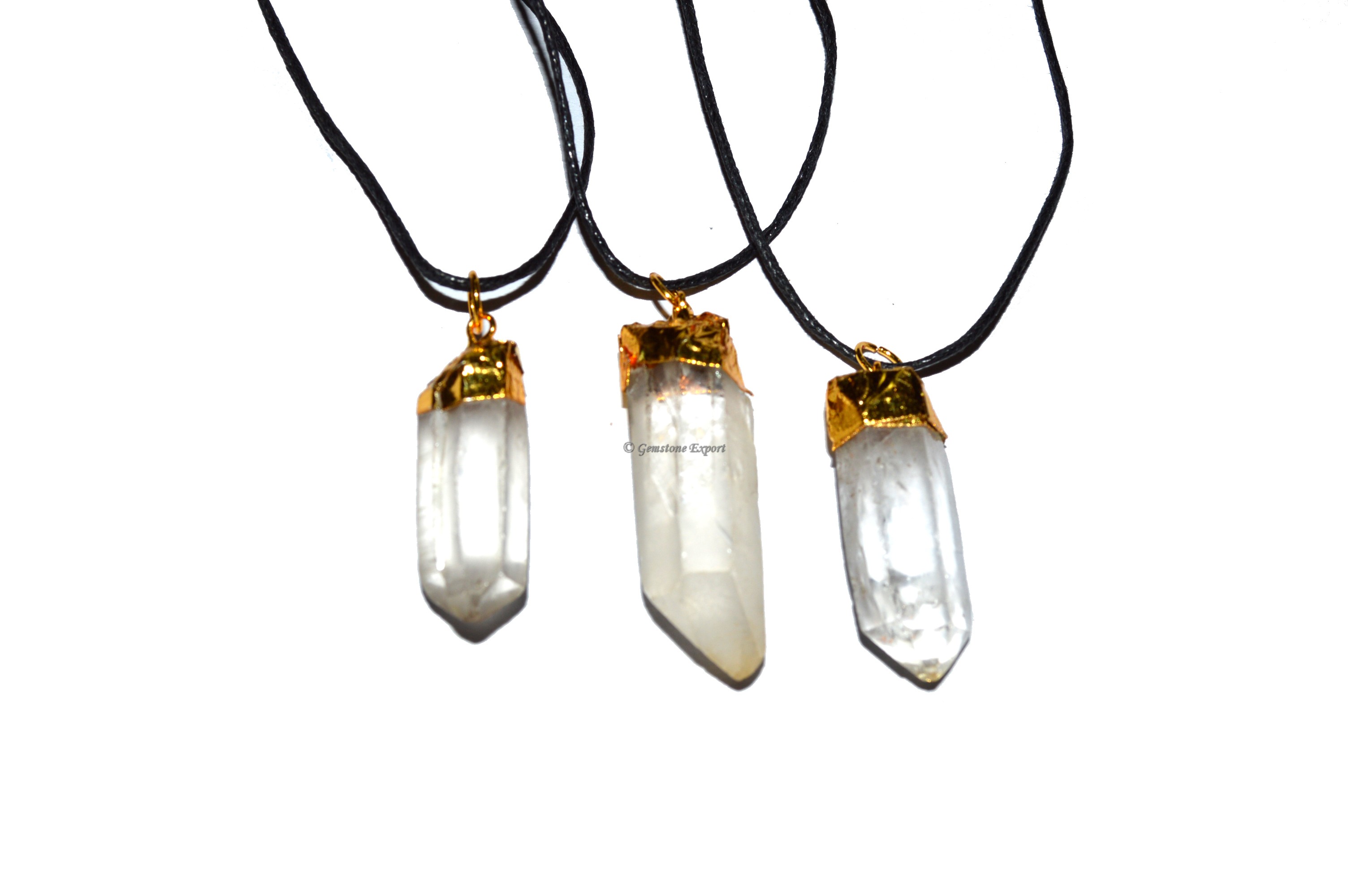 Crystal Quartz Natural Point Electroplated Pendant