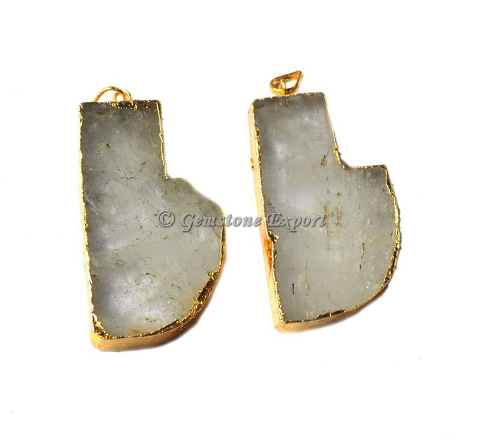 Knife Shape Crystal Quartz Electroplated Pendant