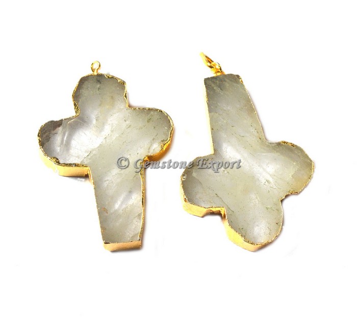 Flower Shape Quartz Stone Electroplated Pendant