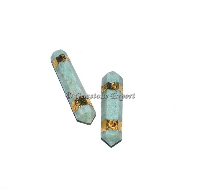 Green Aventurine Pencil Point Electroplated Pendant