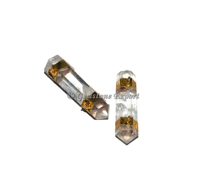 Crystal Quartz Pencil Point Electroplated Pendant