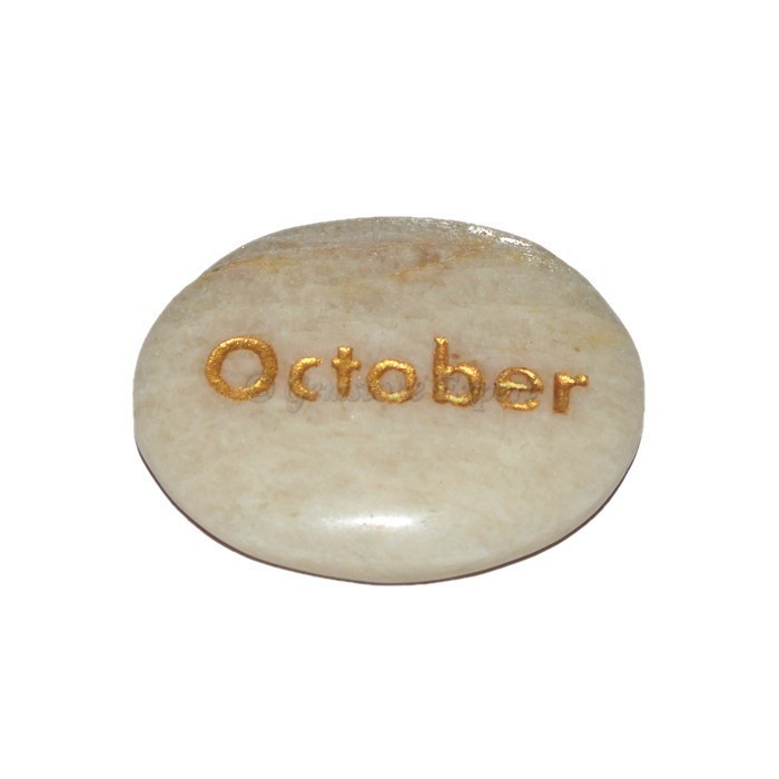 Moon Stone October Engraved Stone