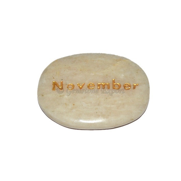 Moon Stone November Engraved Stone