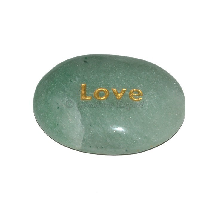 Green Aventurine Love Engraved Stone