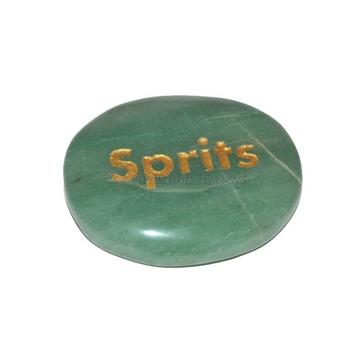 Green Aventurine Sprits Engraved Stone