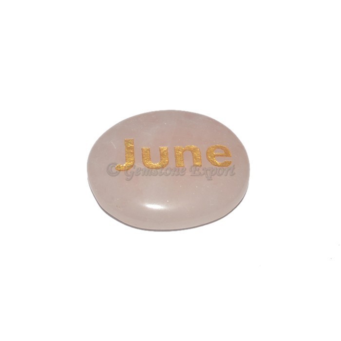 Rose Quartz June  Engraved Stone