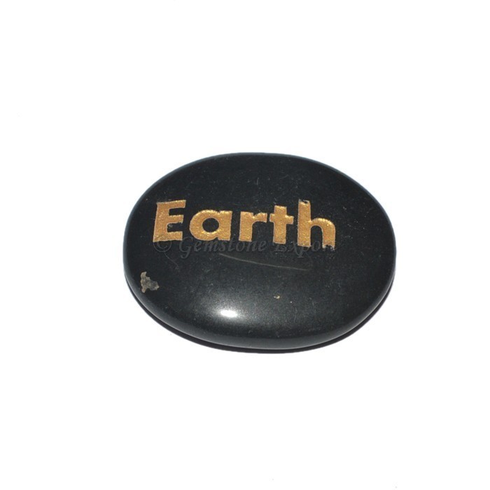 Black Agate Earth  Engraved Stone