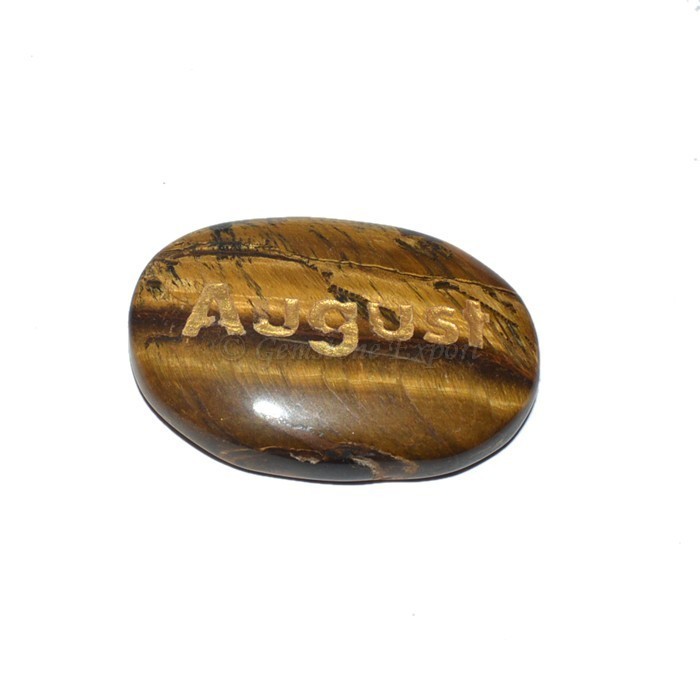 Tiger Eye August Engraved Stone