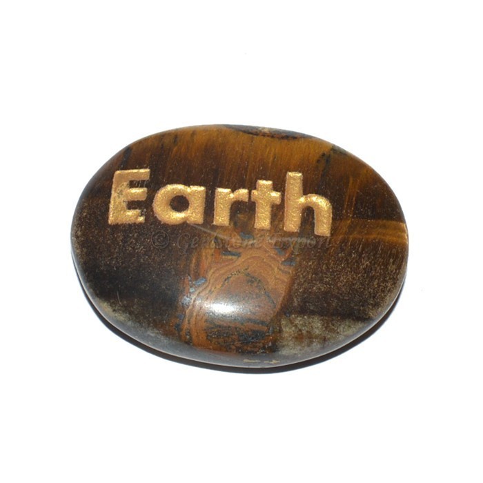 Tiger Eye Earth Engraved Stone