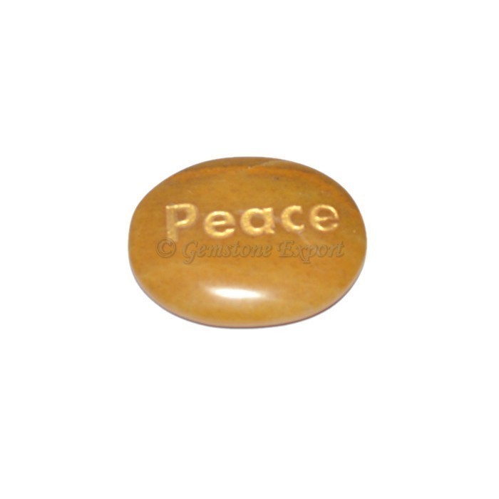 Yellow Jasper Peace Engraved Stone