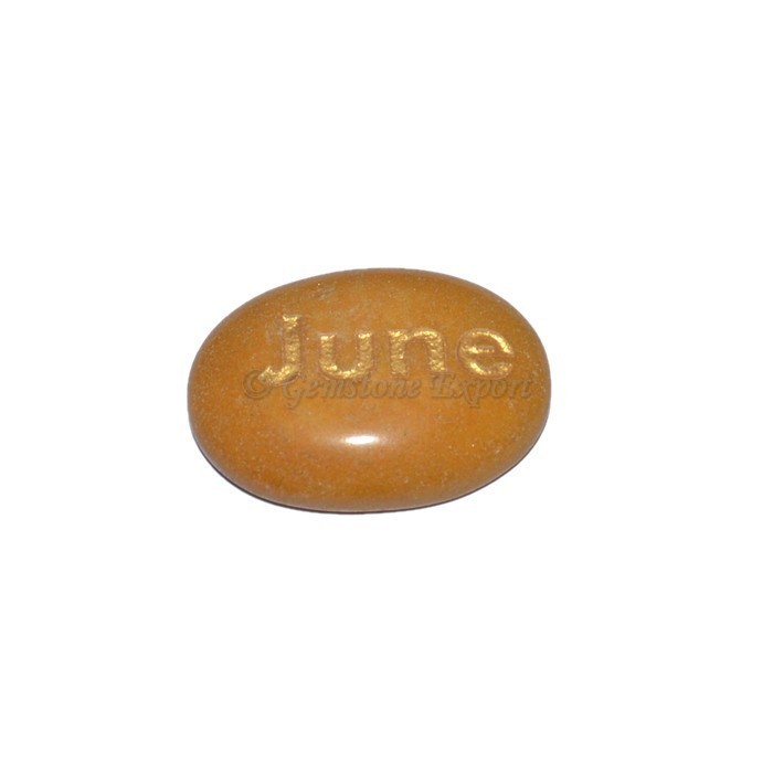 Yellow Jasper June Engraved Stone