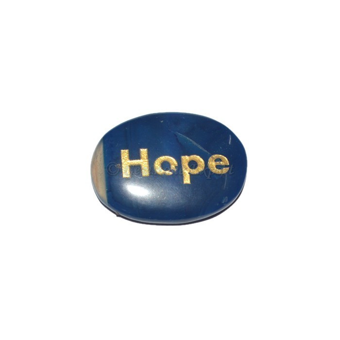 Blue Onyx Hope Engraved Stone