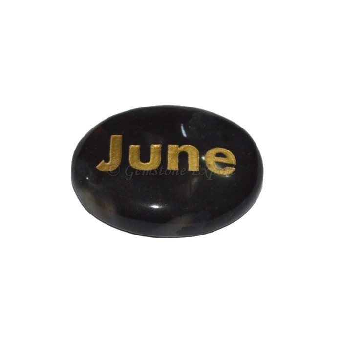 Black Onyx June Engraved Stone