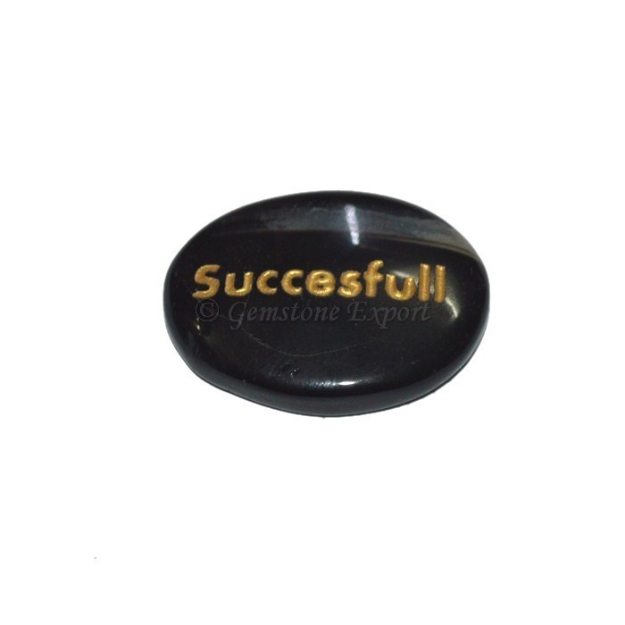 Black Onyx Successful  Engraved Stone
