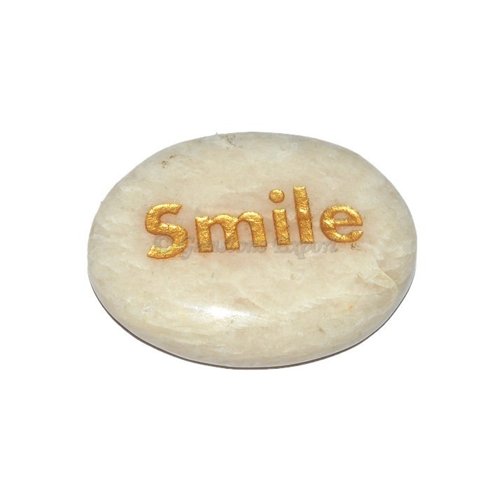 Moon Stone Smile Engraved Stone