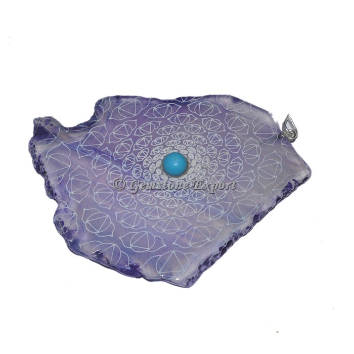Third Eye Chakra Engraved Slice Pendants