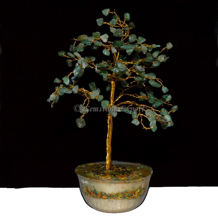 Green Aventurine 300pcs Chips Tree with Orgone Bas