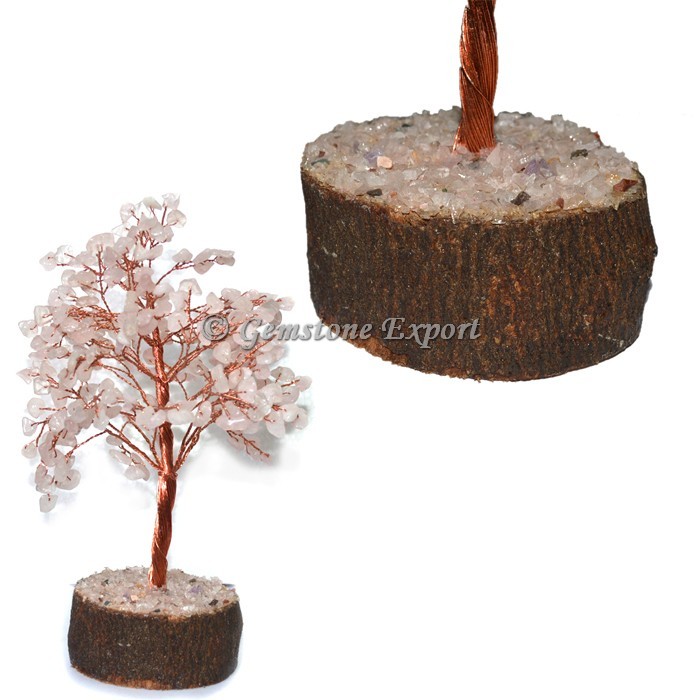 Rose Quartz With Copper Wire Tree