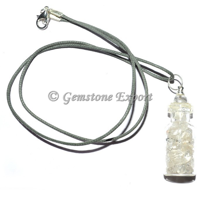 Crystal Quartz Bottle Pendants with Crystal Ball