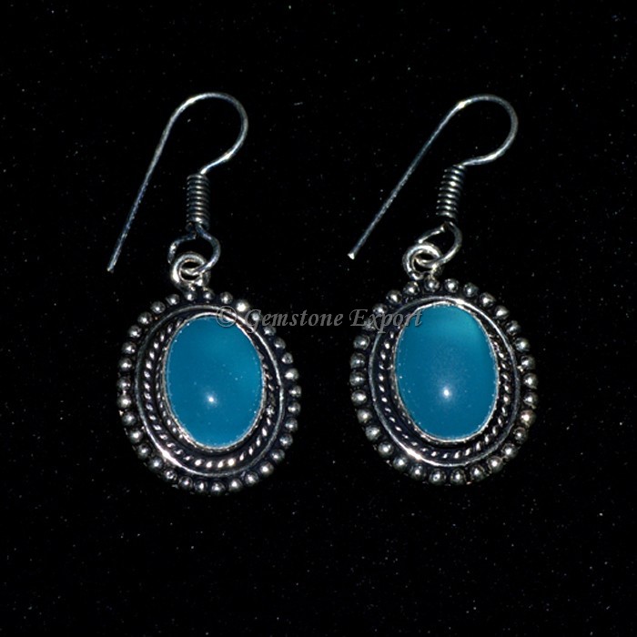 Aquamarine Moon Oval Earing
