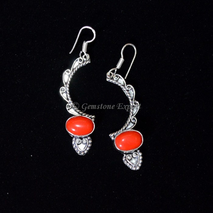 Red Jasper Oval Cab Earing