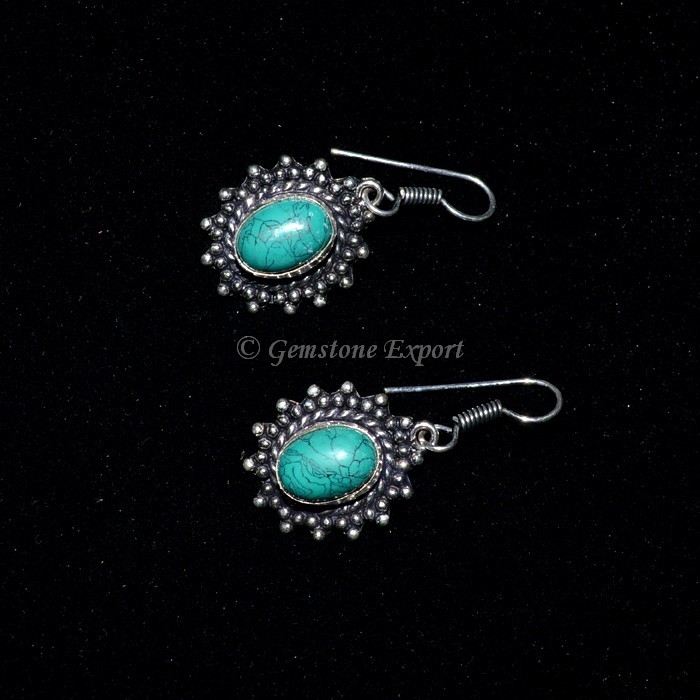 Turquoise Oval Moon Earing